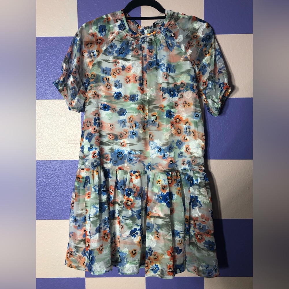 NWT Tanya Taylor Mini Eliza Dress in Floral Watercolor - Size 12Y